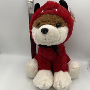 HugFun Fox In Red Devil Halloween Costume Plush Stuffed Animal Toy Sitting 11”